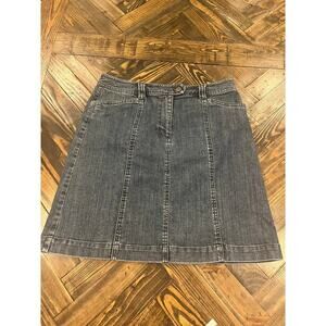 VTG Talbots Y2K Blue Jean Skirt Women 12 Grunge Stretch Comfy Feminine Dainty